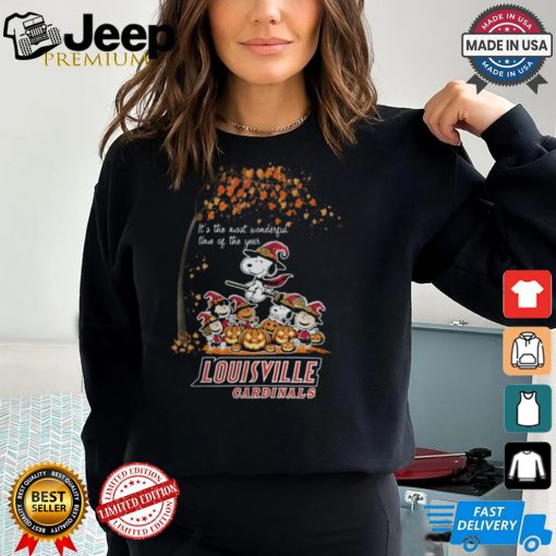 Peanuts Characters Louisville Cardinals Halloweens It’s The Most Wonderful Time Of The Year Shirt