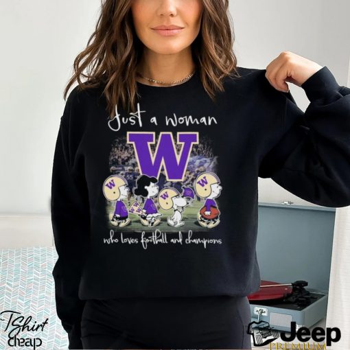 Peanuts Characters Washington Huskies Just A Woman Who Loves Football And Champions Shirt