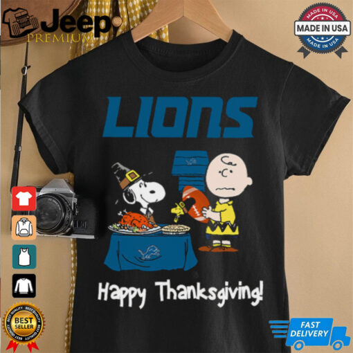 Peanuts Detroit Lions Football Happy Thanksgiving T Shirt