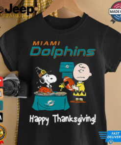 Peanuts Miami Dolphins Football Happy Thanksgiving T Shirt