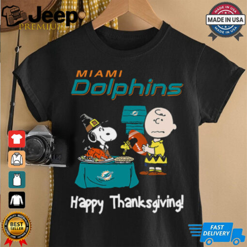 Peanuts Miami Dolphins Football Happy Thanksgiving T Shirt