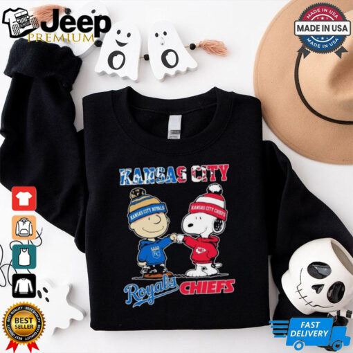 Peanuts Snoopy And Charlie Brown Kansas City Chiefs X Kansas City Royals Shirt