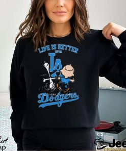 Peanuts Snoopy And Charlie Brown Life Is Better With Los Angeles Dodgers Shirt