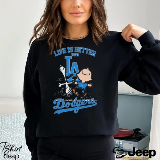 Peanuts Snoopy And Charlie Brown Life Is Better With Los Angeles Dodgers Shirt