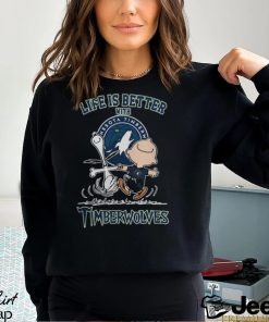 Peanuts Snoopy And Charlie Brown Life Is Better With Minnesota Timberwolves 2024 Shirt