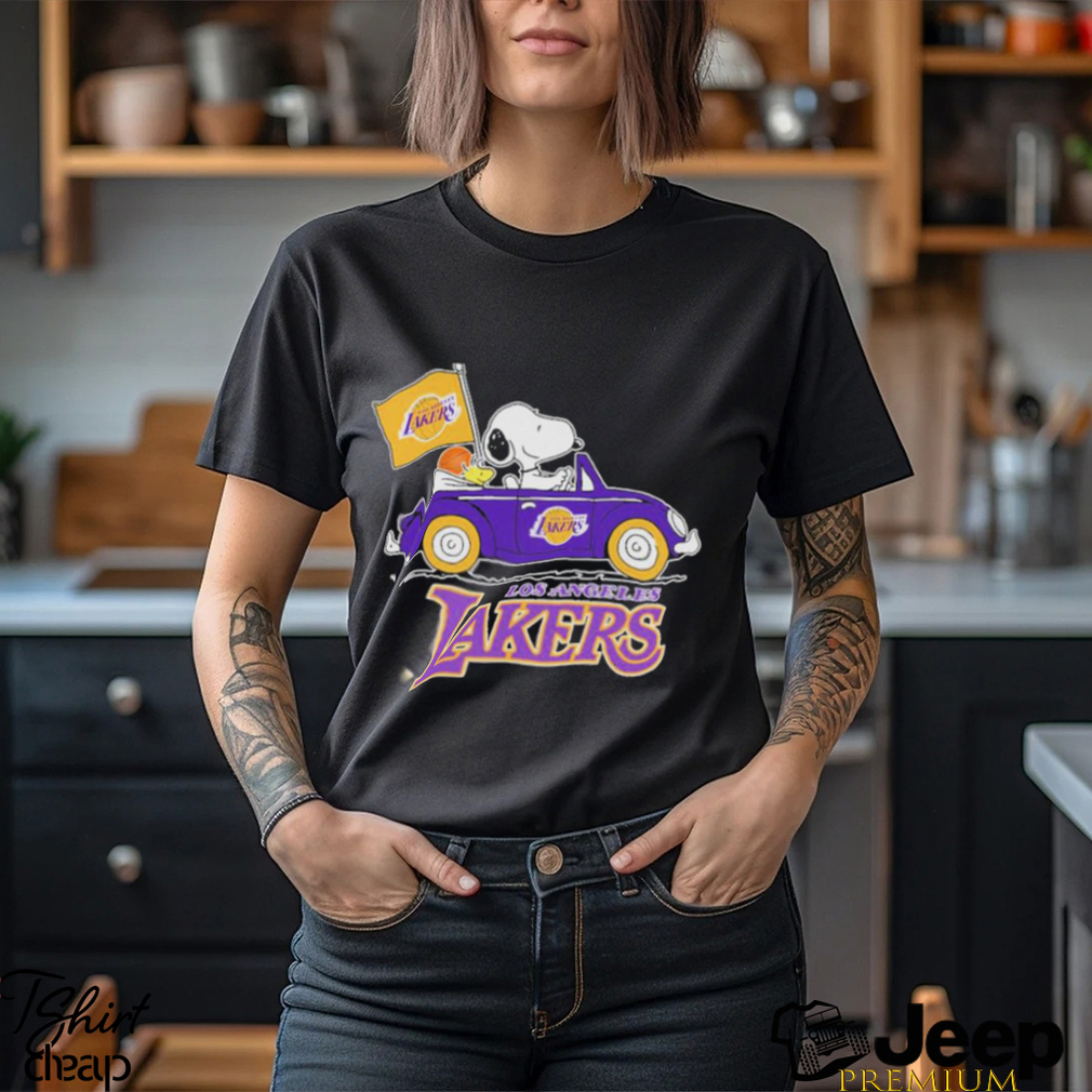Car Lakers - Angeles Woodstock Snoopy Peanuts Los Shirt And Basketball Drive teejeep