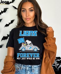 Peanuts Snoopy And Woodstock On Car Detroit Lions Forever Not Just When We Win Shirt