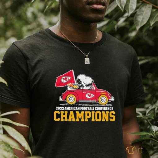 Peanuts Snoopy And Woodstock On Car Kansas City Chiefs 2023 AFC Champions Shirt