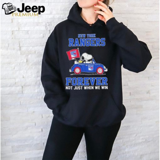 Peanuts Snoopy And Woodstock On Car New York Rangers Forever Not Just When We Win Shirt