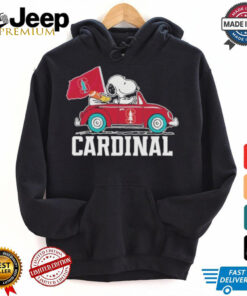 Peanuts Snoopy And Woodstock On Car Stanford Cardinals Shirt