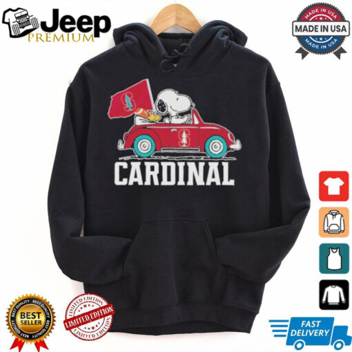 Peanuts Snoopy And Woodstock On Car Stanford Cardinals Shirt