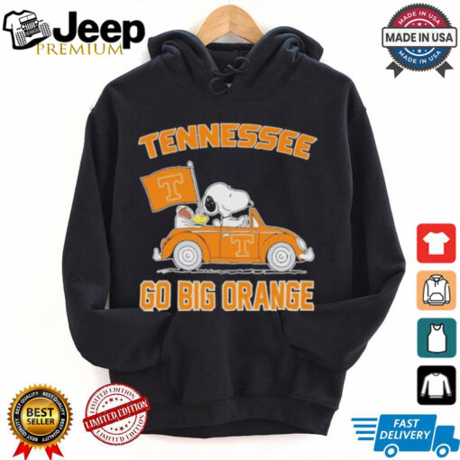 Peanuts Snoopy And Woodstock On Car Tennessee Volunteers Go Big Orange Shirt