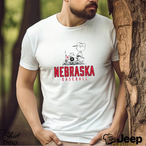 Peanuts Snoopy and Charlie Brown Nebraska Cornhuskers baseball shirt