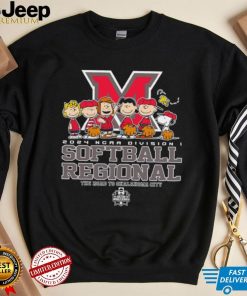 Peanuts characters 2024 NCAA division I softball regional Miami RedHawks logo shirt