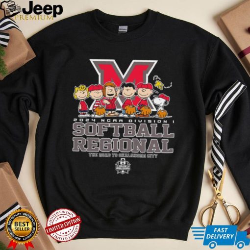 Peanuts characters 2024 NCAA division I softball regional Miami RedHawks logo shirt