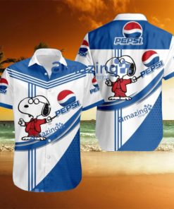 Pepsi Logo Snoopy Pattern Tropical Button Down Hawaiian Shirt