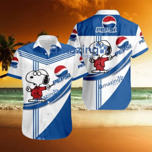 Pepsi Logo Snoopy Pattern Tropical Button Down Hawaiian Shirt