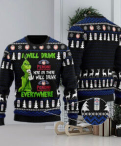 Peroni Grinch Will Drink Everywhere Ugly Sweater