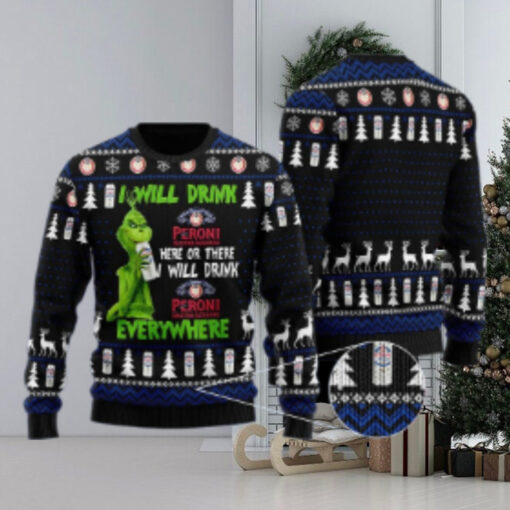 Peroni Grinch Will Drink Everywhere Ugly Sweater