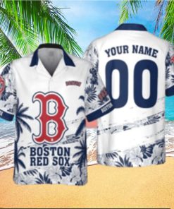 Personalized Boston Red Sox Flower Pattern Custom Name Tropical Hawaiian Shirt