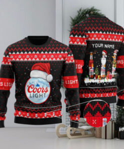 Personalized Coors Light Santa Reindeer Snowflake Ugly Sweater