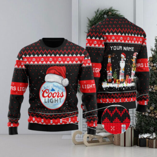 Personalized Coors Light Santa Reindeer Snowflake Ugly Sweater