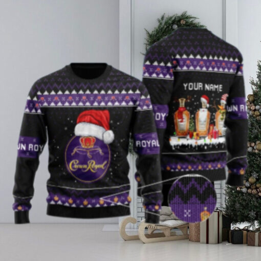 Personalized Crown Royal Santa Reindeer Snowflake Ugly Sweater