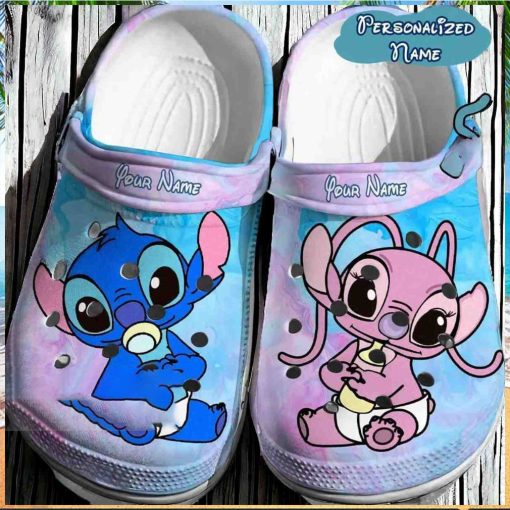 Personalized Cute Baby Stitch And Angel Crocs