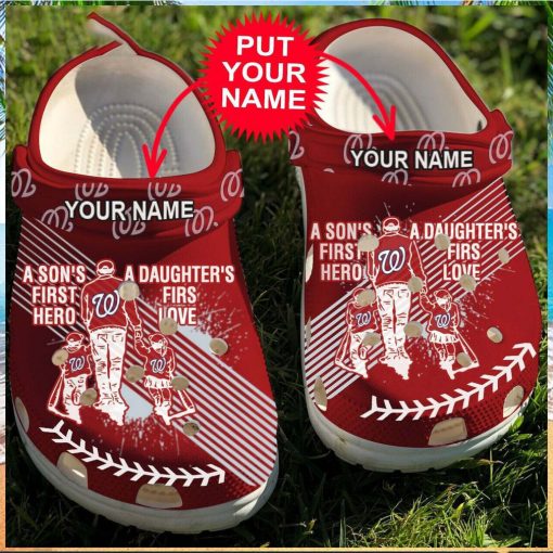Personalized Dad And Son Daughter Mlb Washington Nationals Clogs