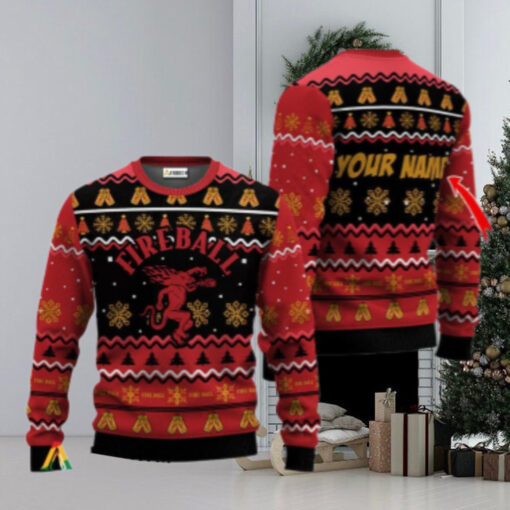 Personalized Fireball Holiday Cheer Ugly Sweater