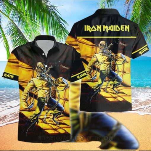 Personalized Iron Maiden Piece of Mind Short Sleeve Button Shirt