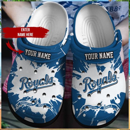 Personalized Kansas City Royals Baseball Team Crocs Clog Custom Name Shoes