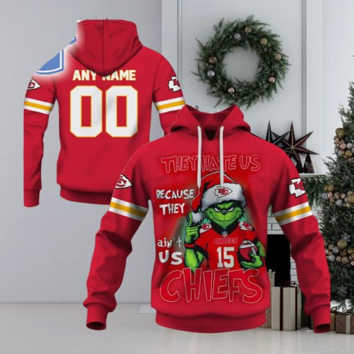 Personalized Kc Chiefs Grinch They Hate Us Because They Aint Us Chiefs Hoodie 3D