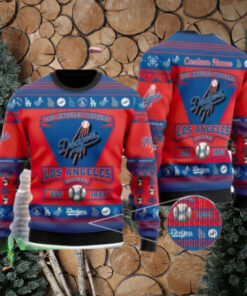 Personalized Los Angeles Dodgers Red And Blue Christmas Sweater