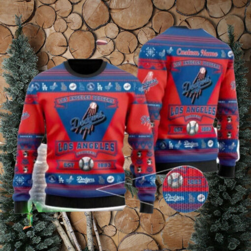 Personalized Los Angeles Dodgers Red And Blue Christmas Sweater