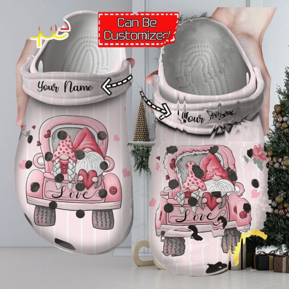 Personalized Valentine Love Gnome Clog Shoes Classic Valentine