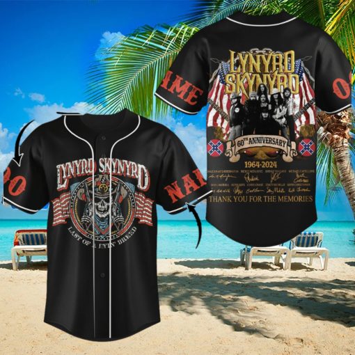 Personalized Lynyrd Skynyrd 60th Anniversary 1964 2024 Black Design Baseball Jersey