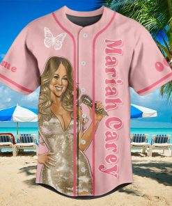 Personalized Mariah Carey Pink Portrait Design Baseball Jersey