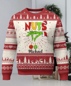 Personalized Matching Couple Ugly Christmas Sweater Custom Name Chestnuts Xmas Funny Nuts TS02