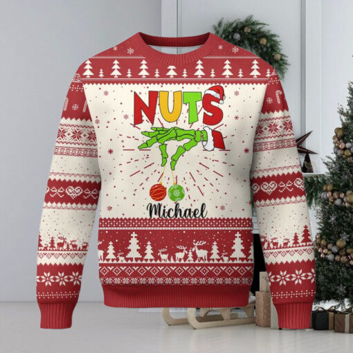 Personalized Matching Couple Ugly Christmas Sweater Custom Name Chestnuts Xmas Funny Nuts TS02