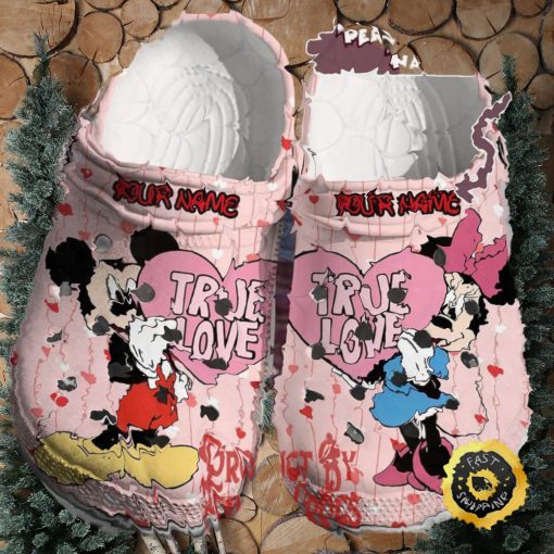 Personalized Mickey Minnie True Love Valentines Day Crocs