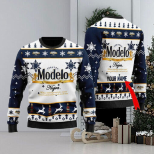 Personalized Modelo Beer Christmas Ugly Sweater