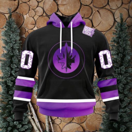 Personalized NHL Winnipeg Jets Hoodie Special Black Hockey Fights Cancer Kits Hoodie