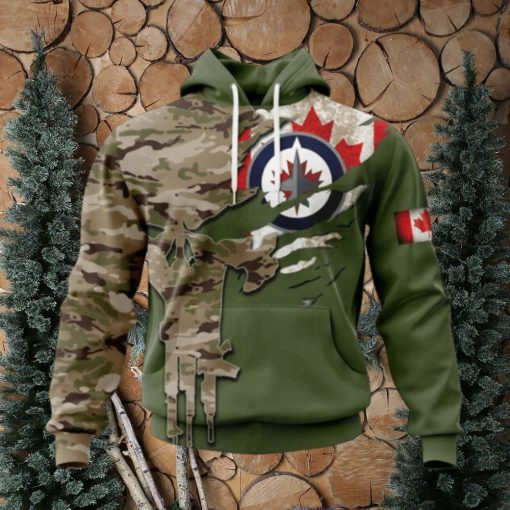 Personalized NHL Winnipeg Jets Hoodie Special Camo Skull Design Hoodie