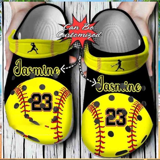 Personalized Name Number Softball Crocs