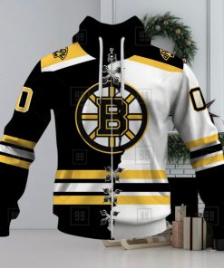 Personalized Nhl Boston Bruins Broken Mix Jersey Style Hoodie 3D