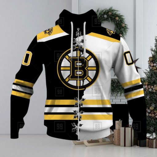 Personalized Nhl Boston Bruins Broken Mix Jersey Style Hoodie 3D