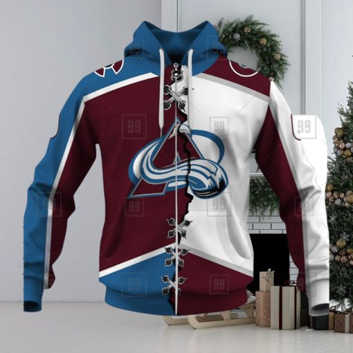 Personalized Nhl Colorado Avalanche Broken Mix Jersey Style Hoodie