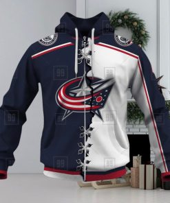 Personalized Nhl Columbus Blue Jackets Broken Mix Jersey Style Hoodie