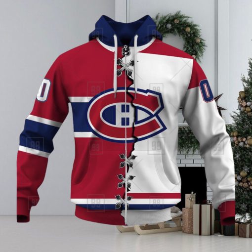 Personalized Nhl Montreal Canadiens Broken Mix Jersey Style Hoodie 3D